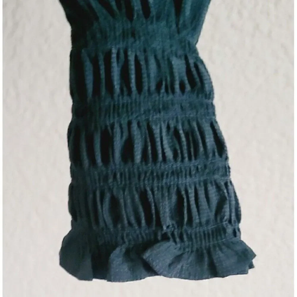 Madewell Lucie Bubble Sleeve Smocked Top in Green Women's Size S
